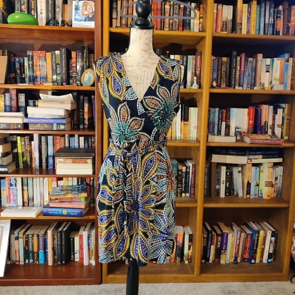 banana Republic faux wrap dress floral paisley size s petite